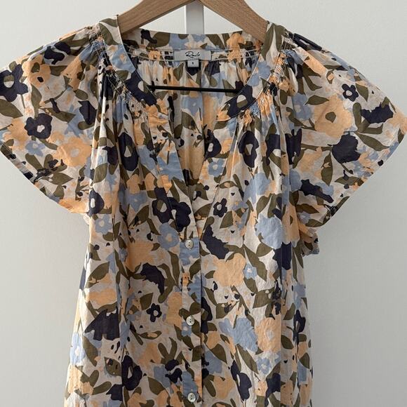 RAILS Alena floral flutter sleeve button down top small - Picture 2 of 7